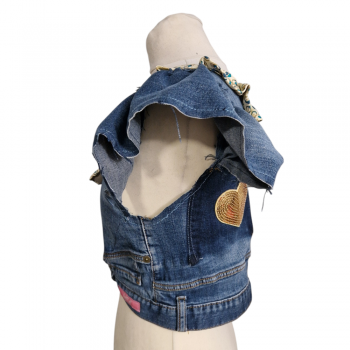 Top en jean upcycling - "Butterfly" - T. 40/42 Top en jean upcycling - "Butterfly" - T. 40/42