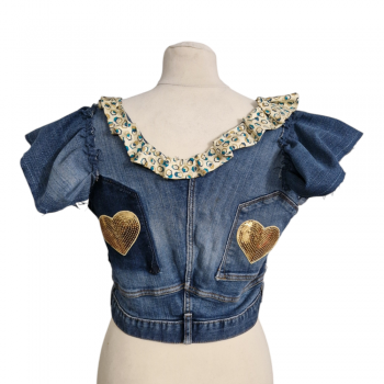 Top en jean upcycling - "Butterfly" - T. 40/42 Top en jean upcycling - "Butterfly" - T. 40/42