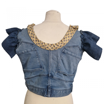 Top en jean upcycling - "Butterfly" - T. 42 Top en jean upcycling - "Butterfly" - T. 42