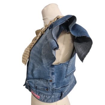 Top en jean upcycling - "Butterfly" - T. 42 Top en jean upcycling - "Butterfly" - T. 42