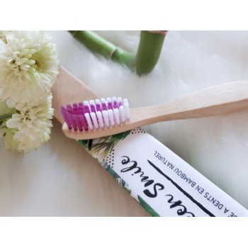 Brosse à dents en bambou naturel couleur violette pour adulte