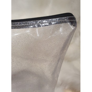Trousse de toilette transparente avec paillettes fait main Trousse de toilette transparente avec paillettes fait main