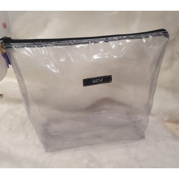 Trousse de toilette transparente avec paillettes fait main