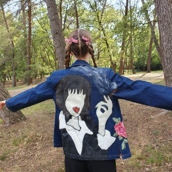 Veste en jean- Customisation unique - "Mia Wallace"