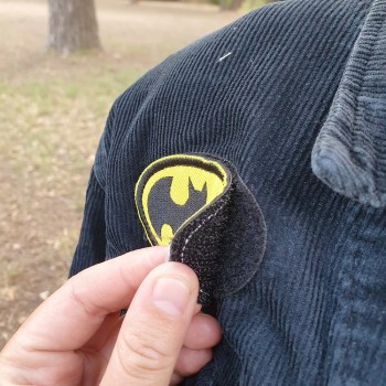 Veste légère velours côtelé noire- Customisation unique - "Batman"